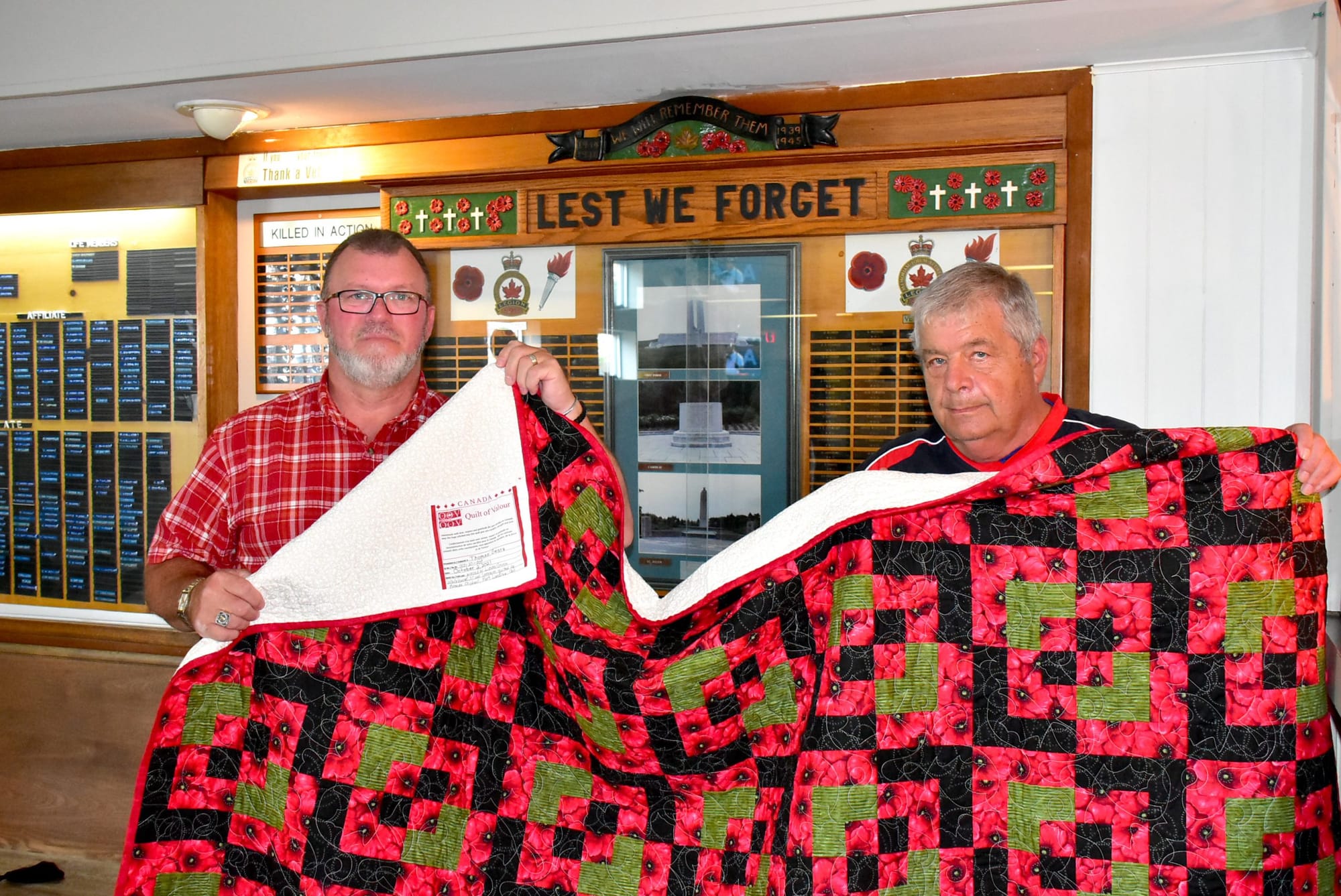 Quilt of Valour presentation held at Elora Legion