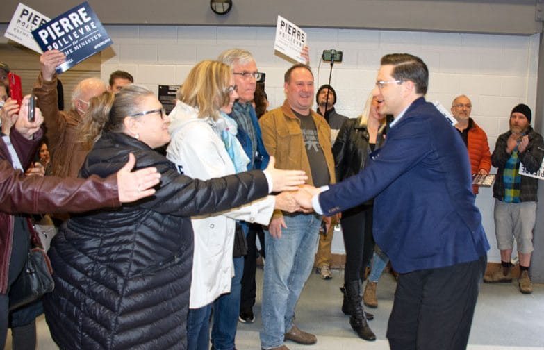 Conservative leadership candidate Pierre Poilievre draws a crowd in Fergus