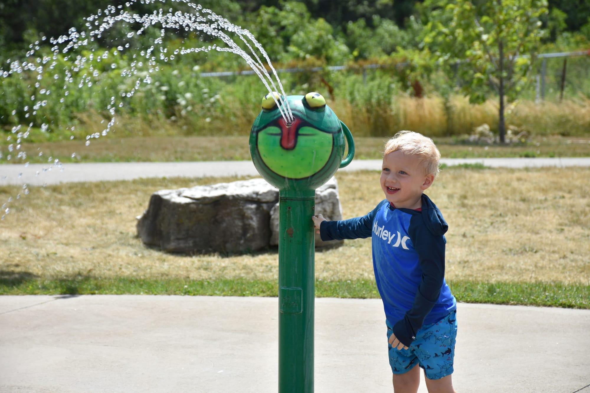 Splish splashing in the summer sun at Rockmosa Park