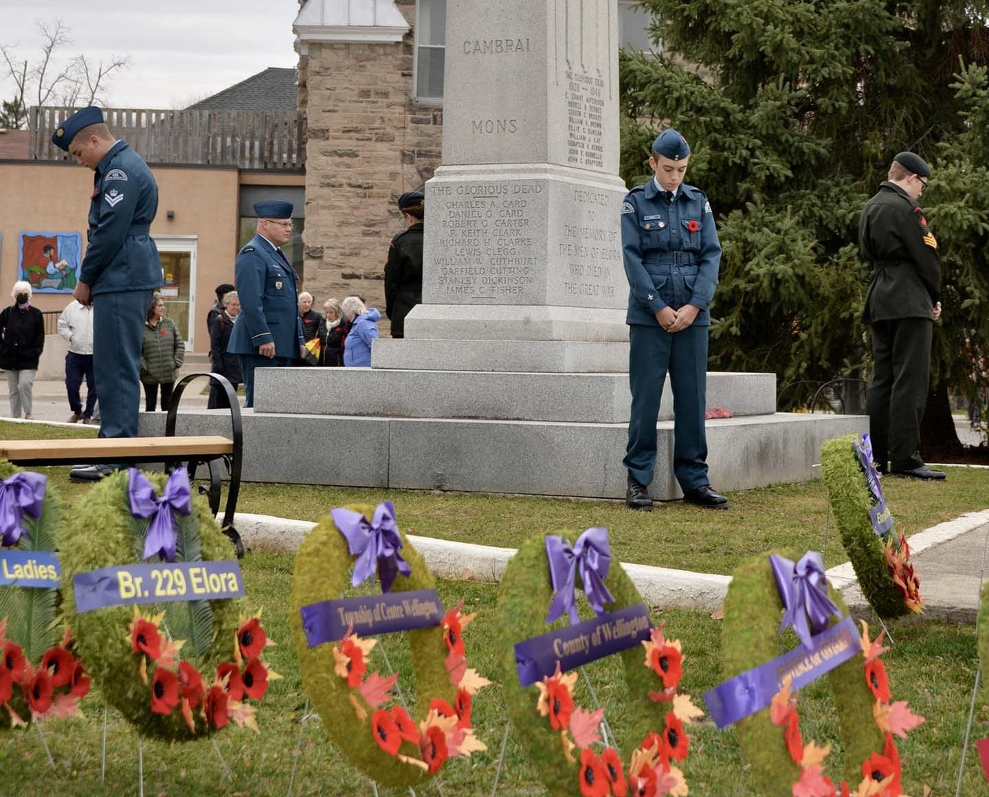 Wreaths at Elora cenotaph vandalized