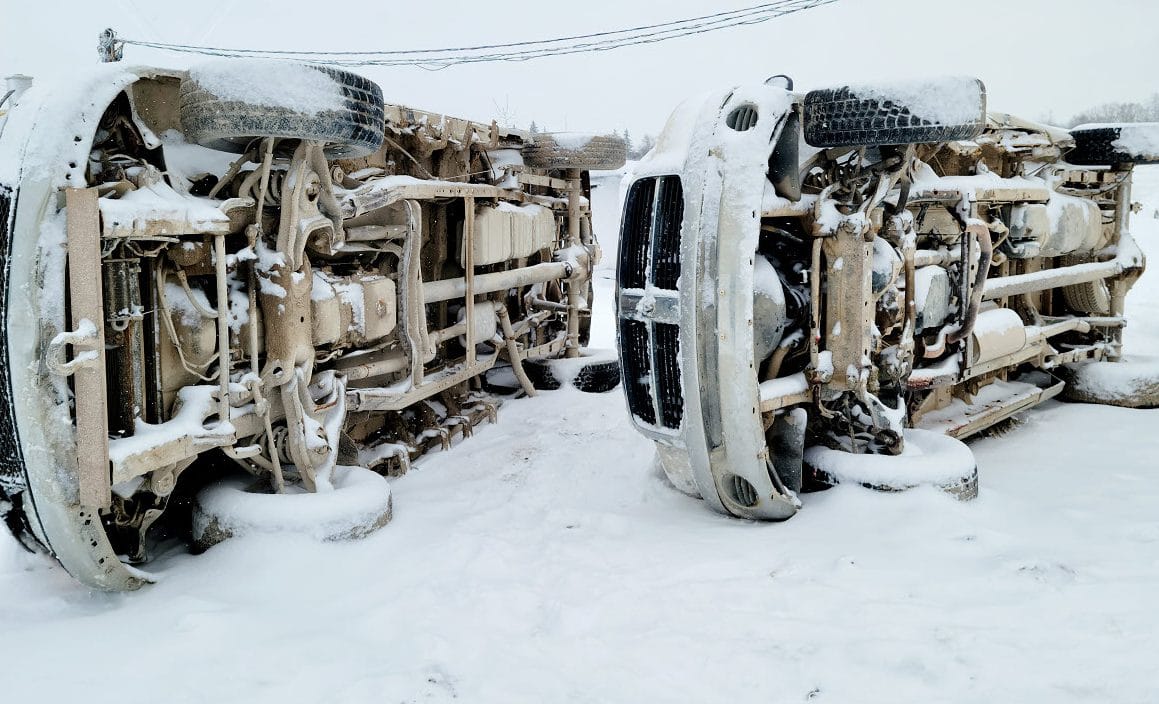 Vehicles flipped over during catalytic converter thefts