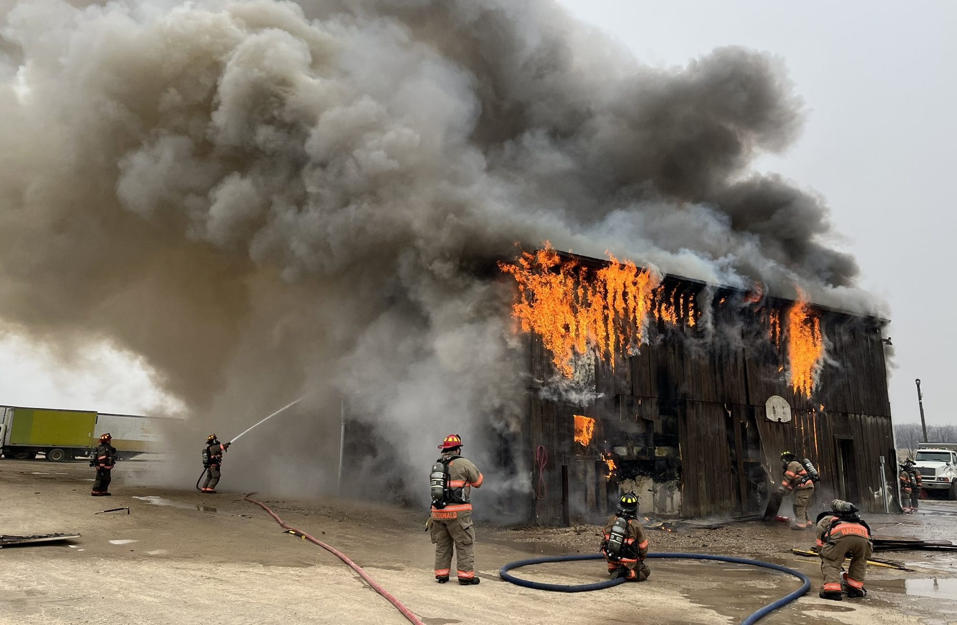 Building destroyed but no injuries in morning fire near Ariss