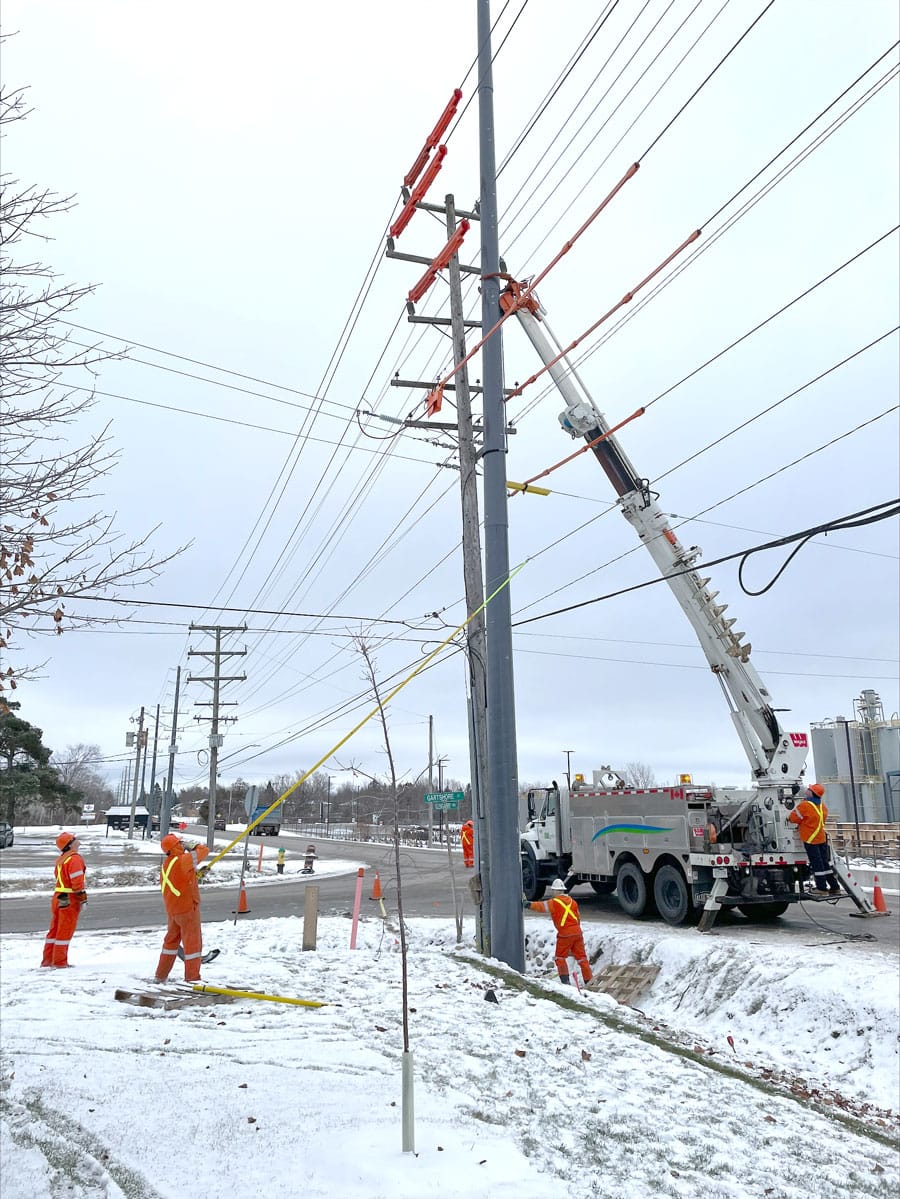 New hydro poles on Gartshore Street made of composite material, more sustainable