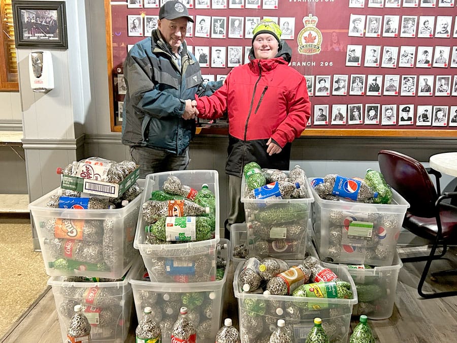 Greg Blagdon makes generous pop tab donation to Harriston Legion