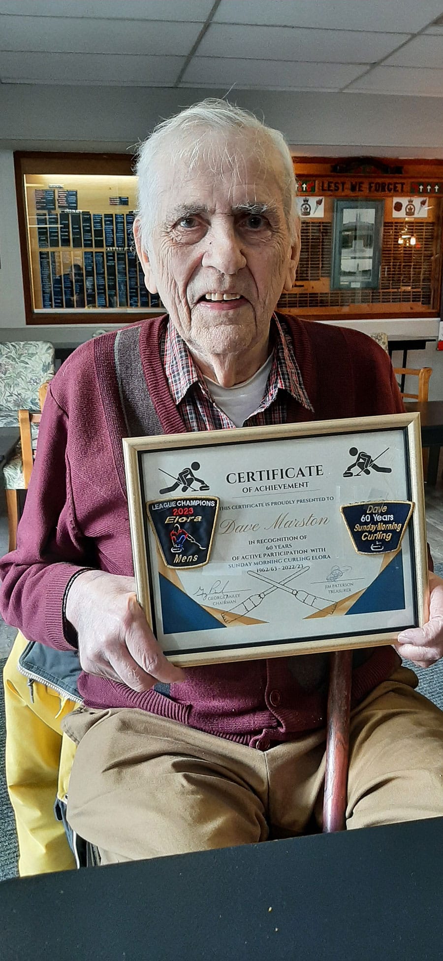 Elora Legion Curling Club honours long-time member Dave Marston