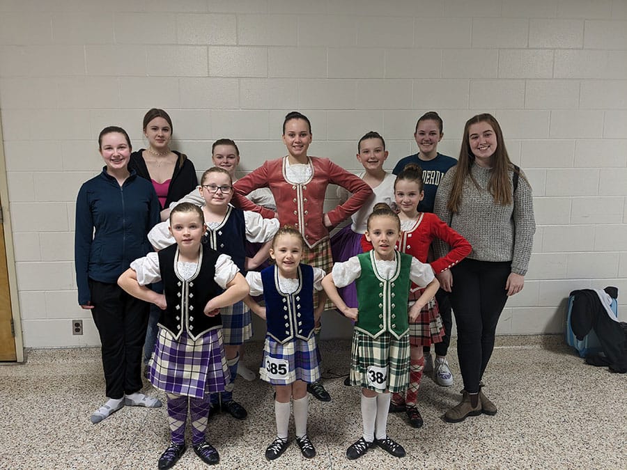 Dancers from the Blue Bonnet Lassies School of Highland dance compete at Trivia-Cities Competition
