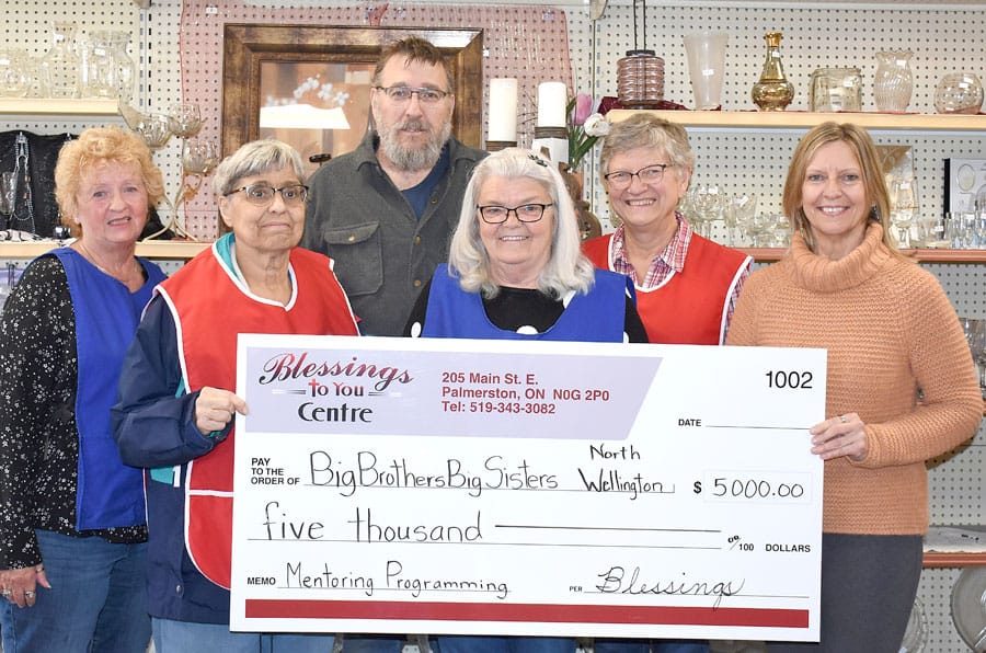 Big Brothers Big Sisters of North Wellington receives donation from Blessings to You Centre