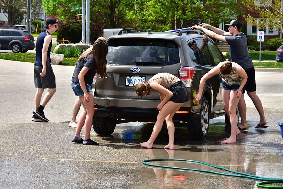 Charity car wash for Groves at Emmanuel Christian High School