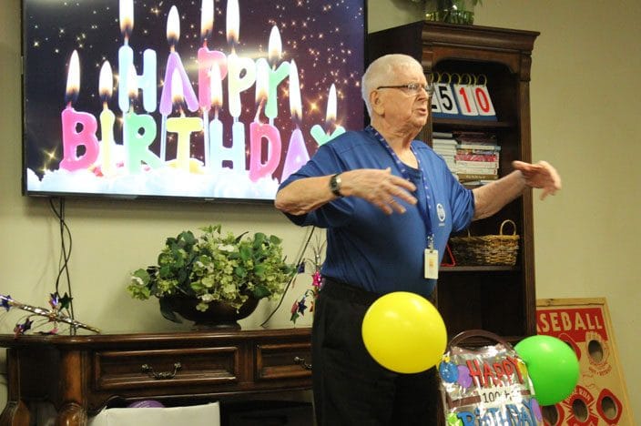 Inspirational centenarian teaches exercise class on his 100th birthday