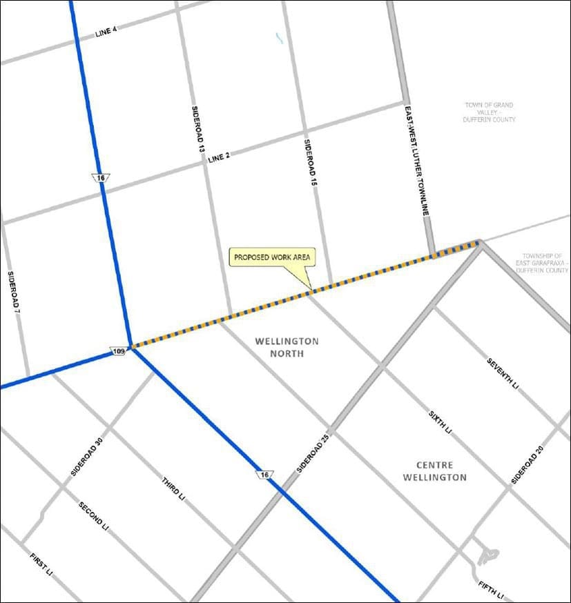 Road improvements on Wellington Road 109 begin July 24.