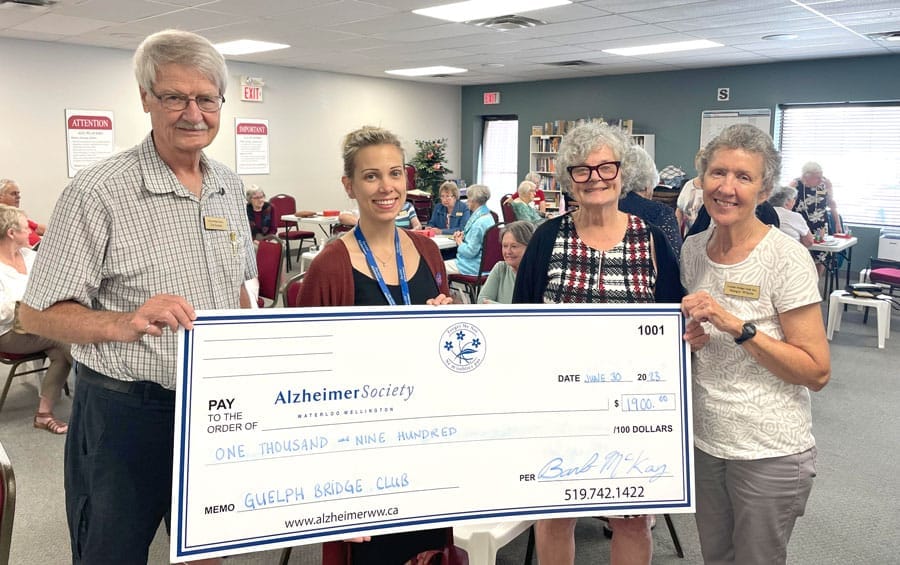 Guelph Bridge Club raises $1900 for Alzheimer Society