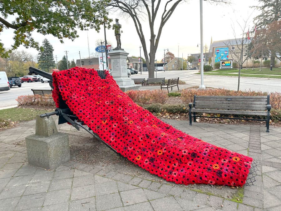 Harriston Legion's poppy banner unveiled at local cenotaph