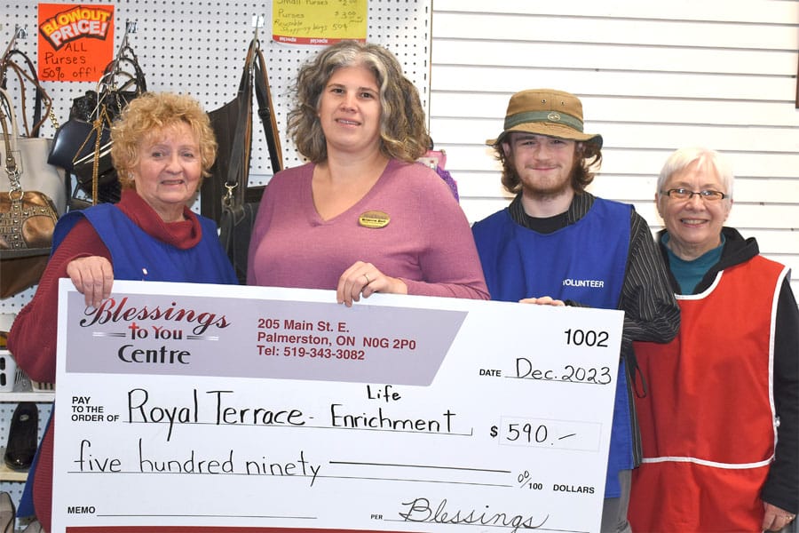 Blessings to You Centre presents cheque to Royal Terrace