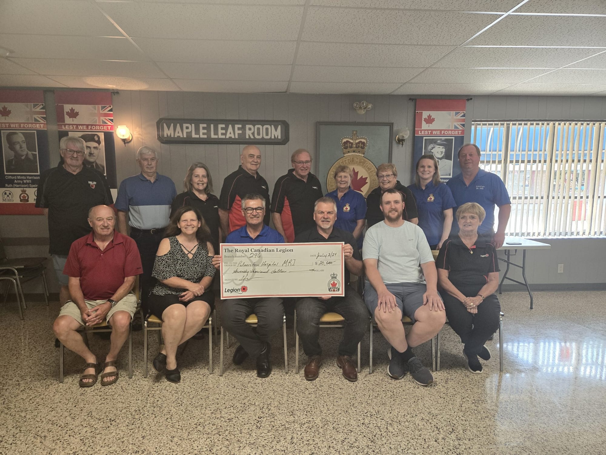 Harriston Legion Branch 296 donates $20,000 to the Palmerston Hospital MRI Campaign