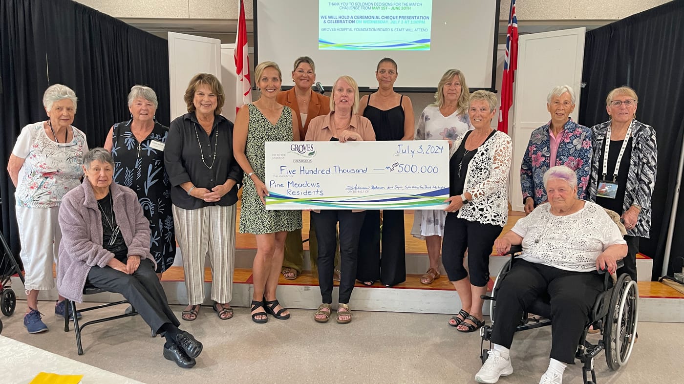 Residents of Pine Meadows reach milestone: $500,000 gift to Groves Hospital Foundation