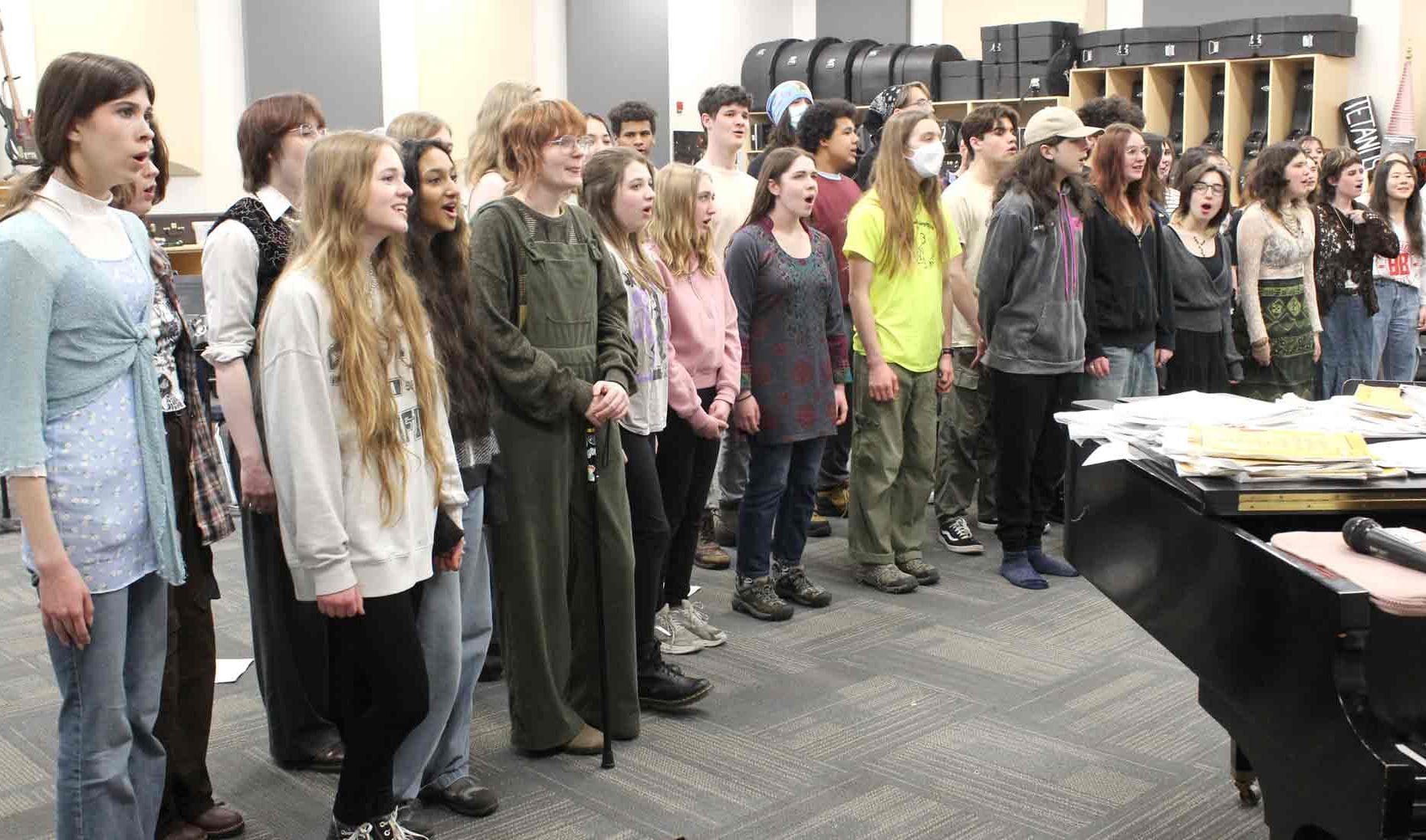 High school students record vocals at Metalworks Studio