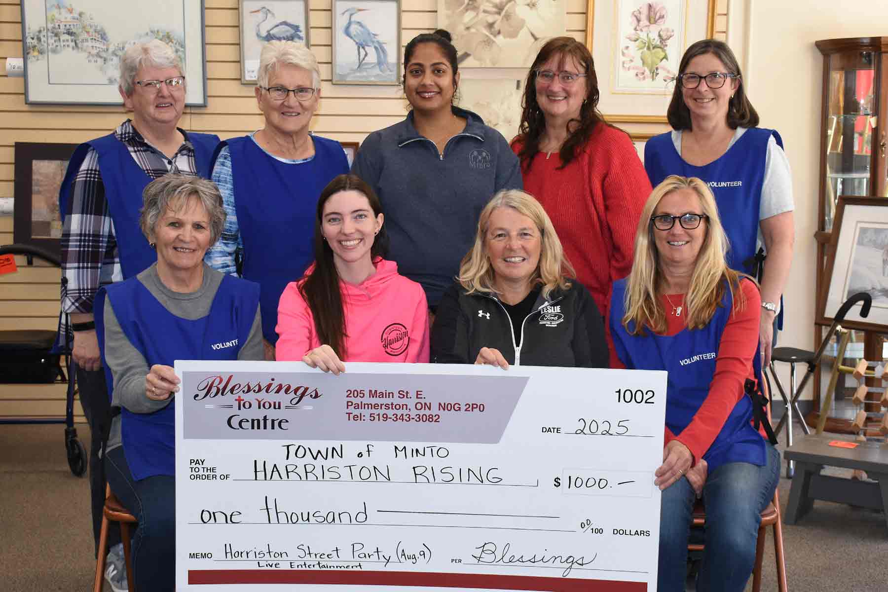 Blessings to You donates $1,000 to Harriston Street Party