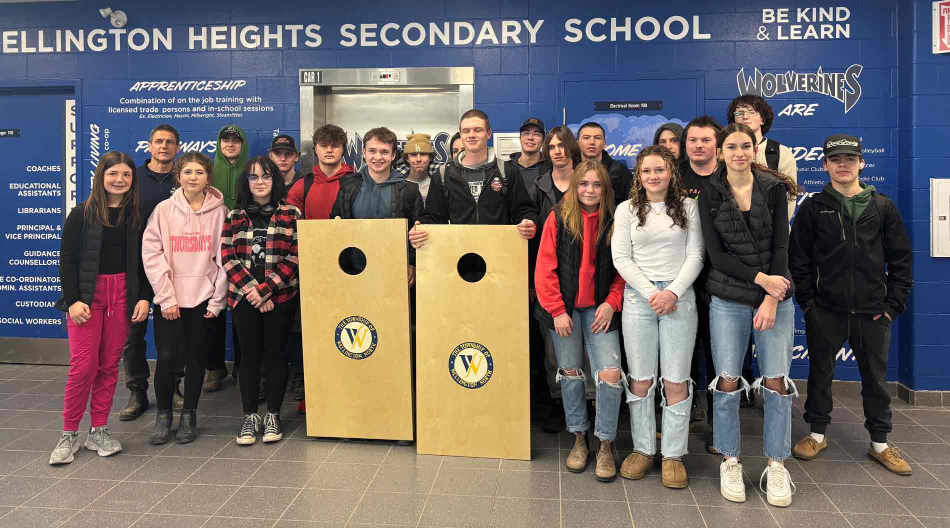 WHSS students make cornhole boards for township