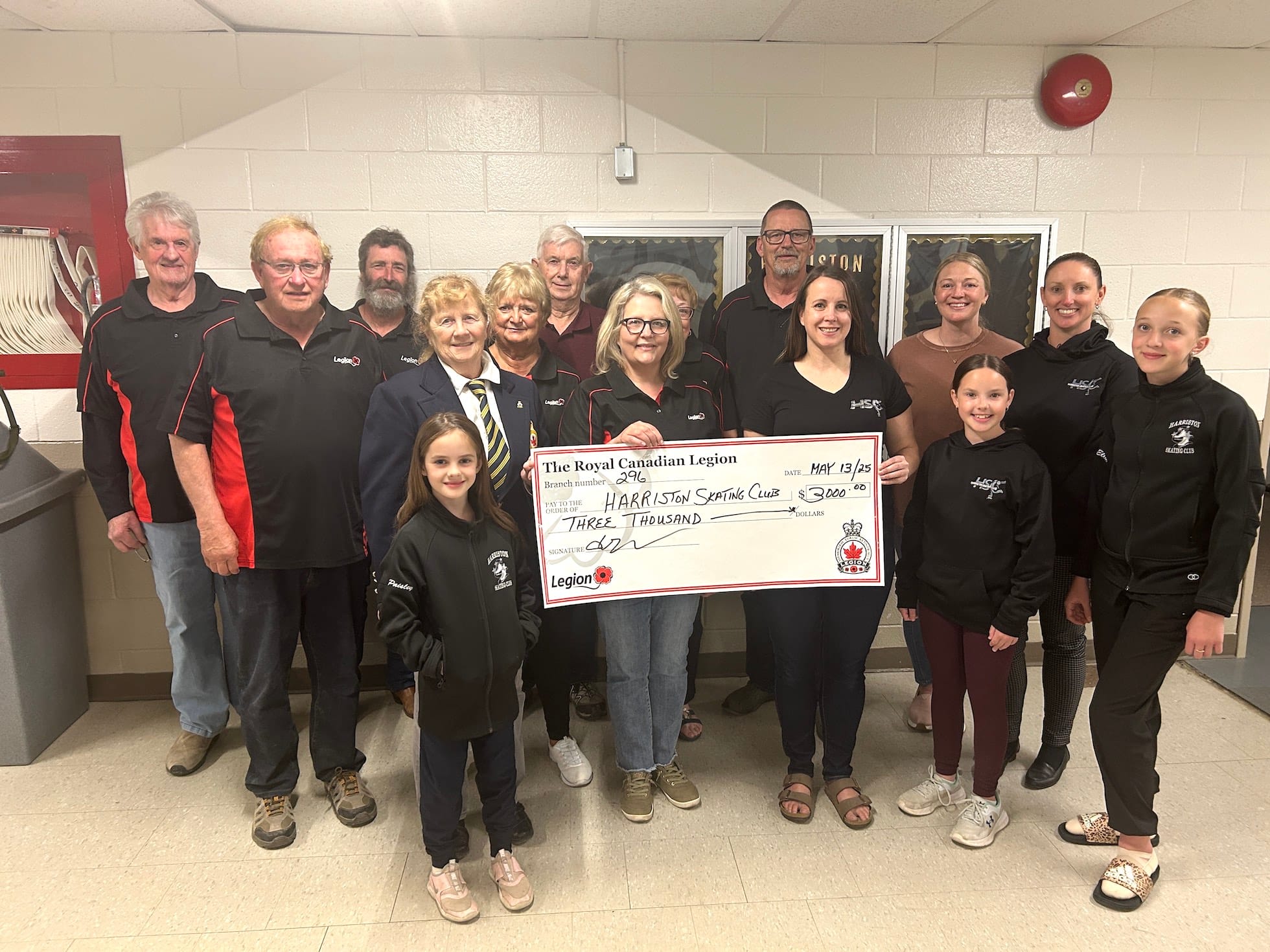 Harriston Skating Club receives $3,000 cheque from Harriston Legion