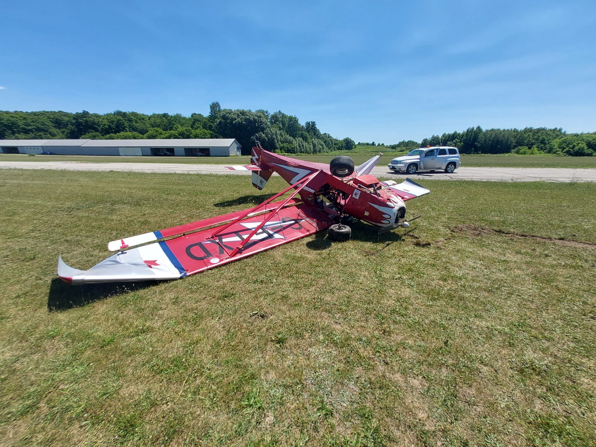 No one injured after small plane flips over