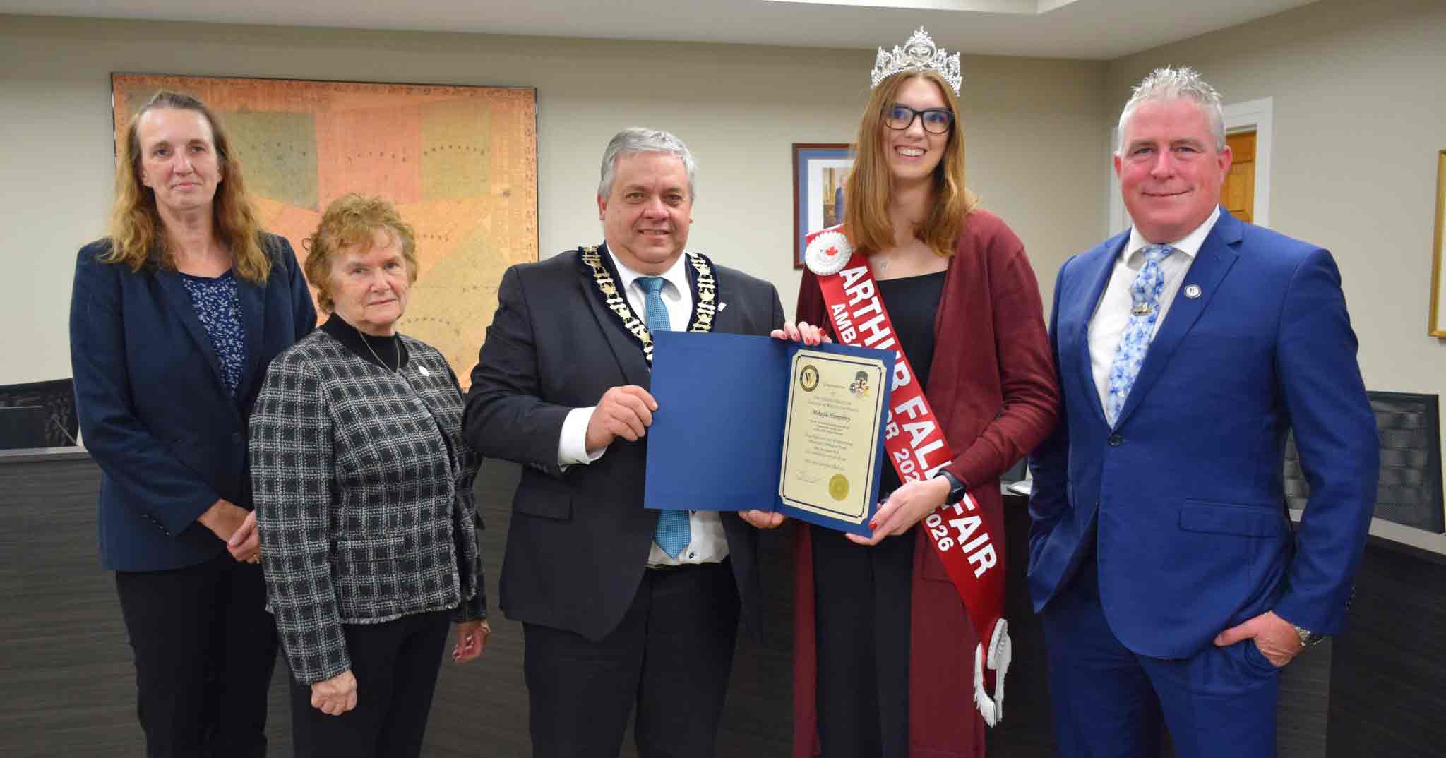 Wellington North council  congratulates Arthur Fall Fair ambassador Mikayla Humphrey