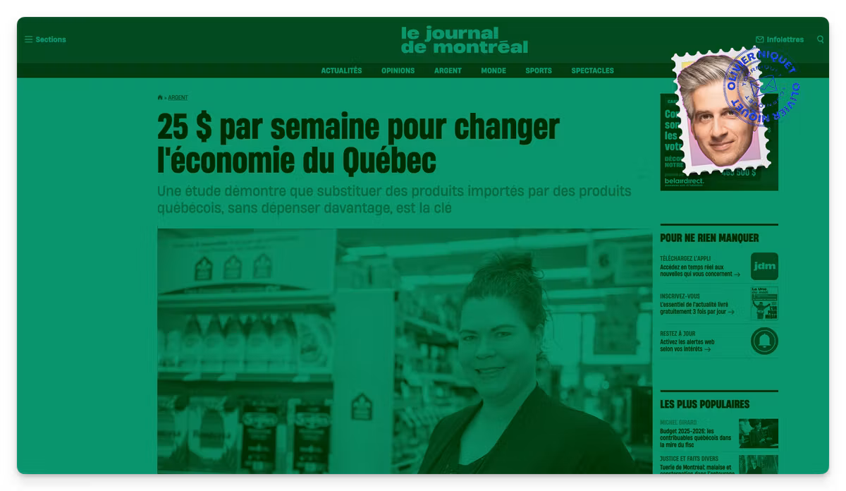 Achat local: 25 $ par semaine pour changer l'économie du Québec Image principale