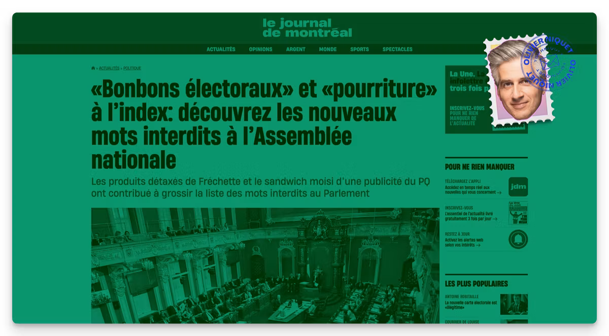 Les nouveaux mots interdits à l'Assemblée nationale du Québec Image principale