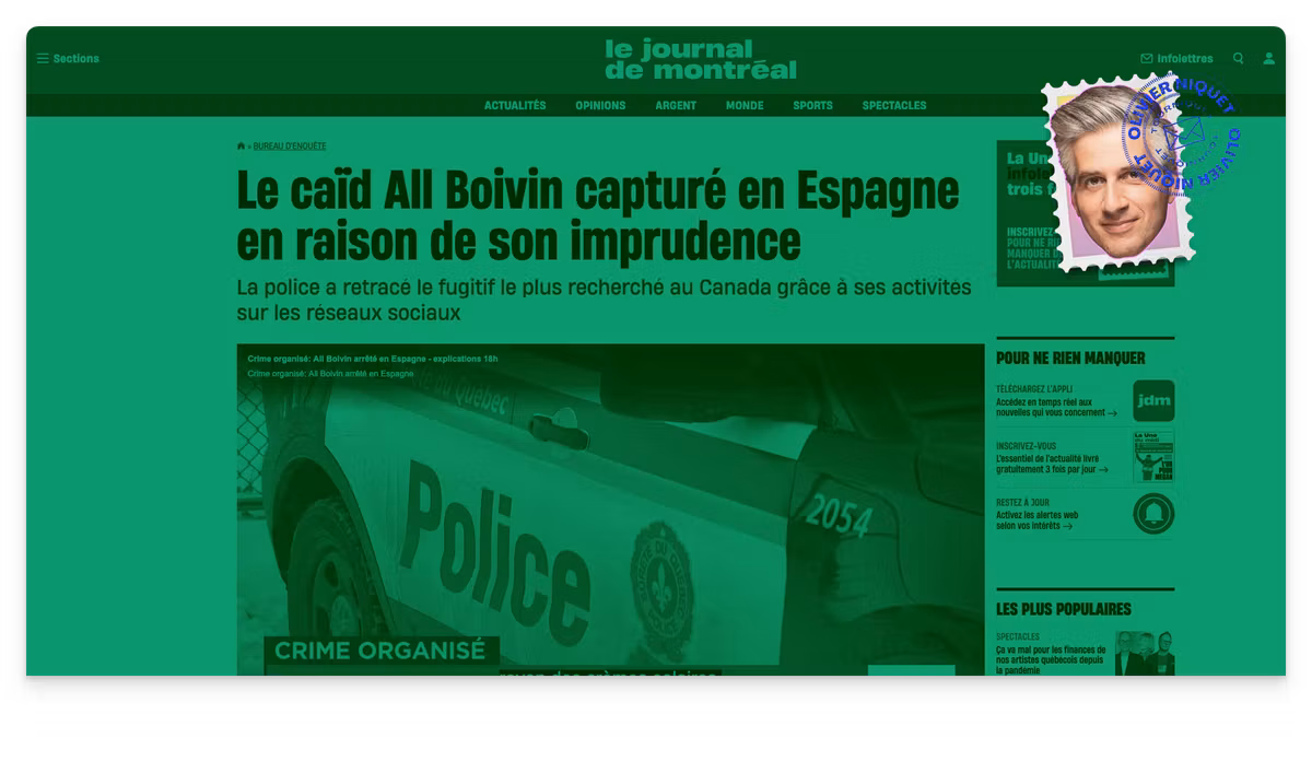 All Boivin capturé parce qu'incapable de ne pas utiliser les réseaux sociaux Image principale