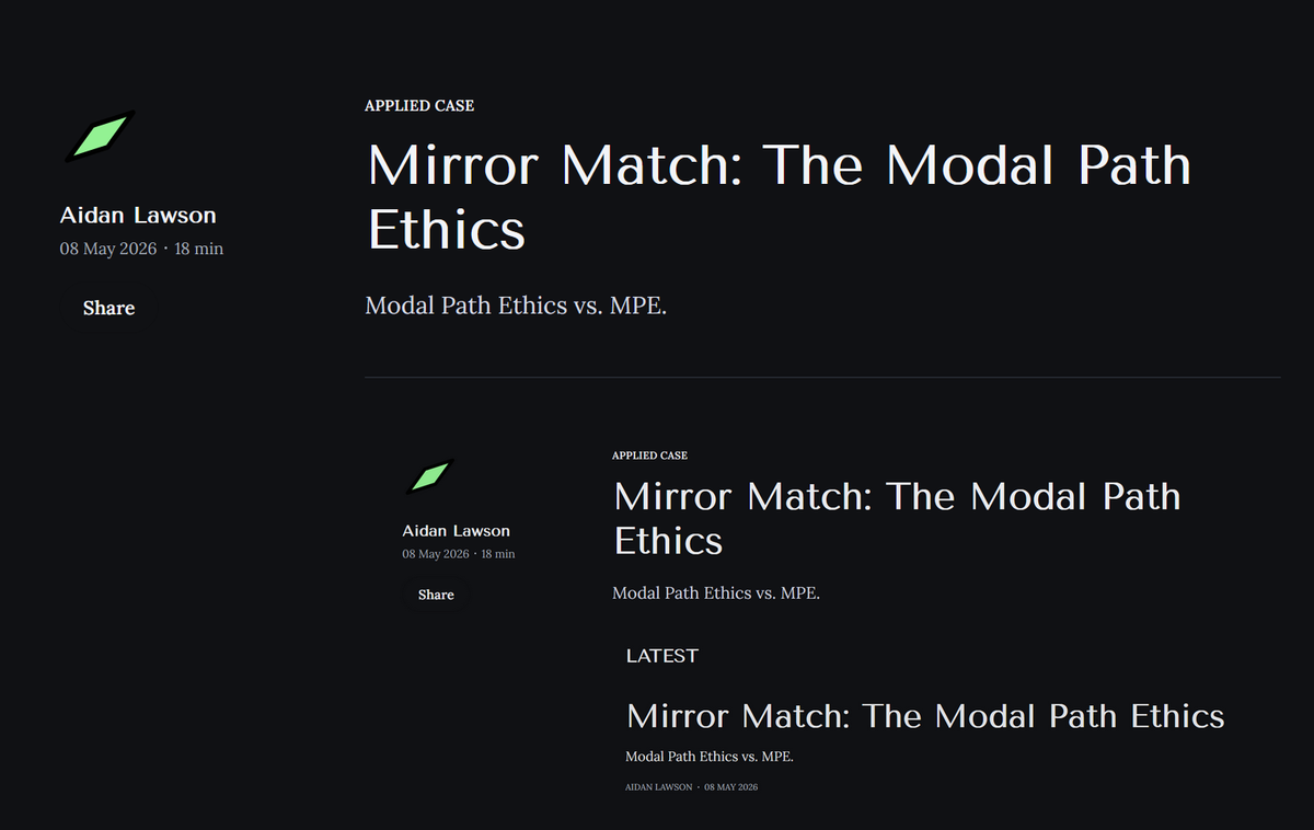 Mirror Match: The Modal Path Ethics