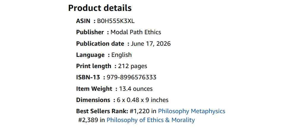 Modal Path Ethics Has Been Published