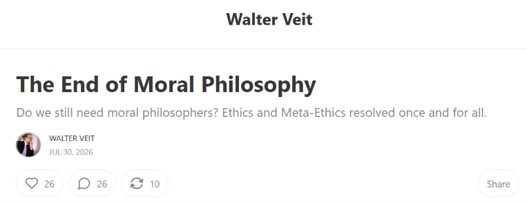 The End of Moral Philosophy Has an Objective Function