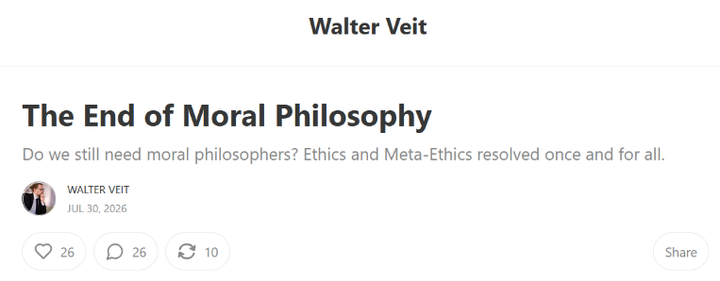 The End of Moral Philosophy Has an Objective Function
