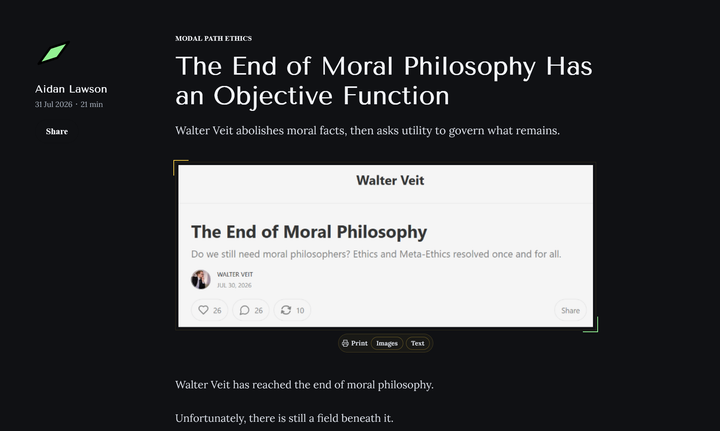 Modal Path Ethics Apologizes to Walter Veit