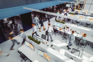 Modern Denver office floor plan illustrating space per employee
