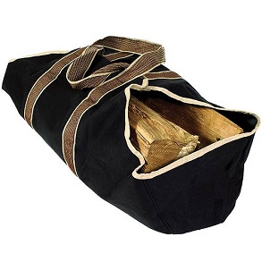 WoodEze Heavy Duty Canvas Firewood Tote-Black