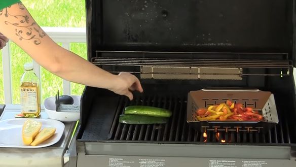 Zucchini and Feta Peppers Prepared on the Grill
