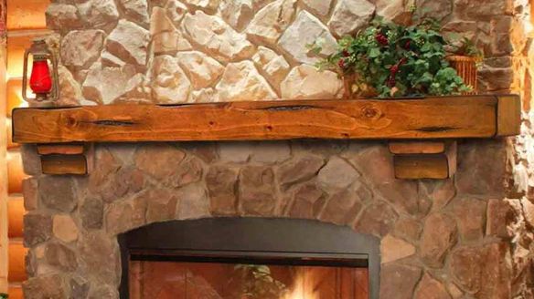 Distressed Shenandoah Mantel Shelf in Medium Oak by Pearl Mantels ~ 5PM-412-60-50