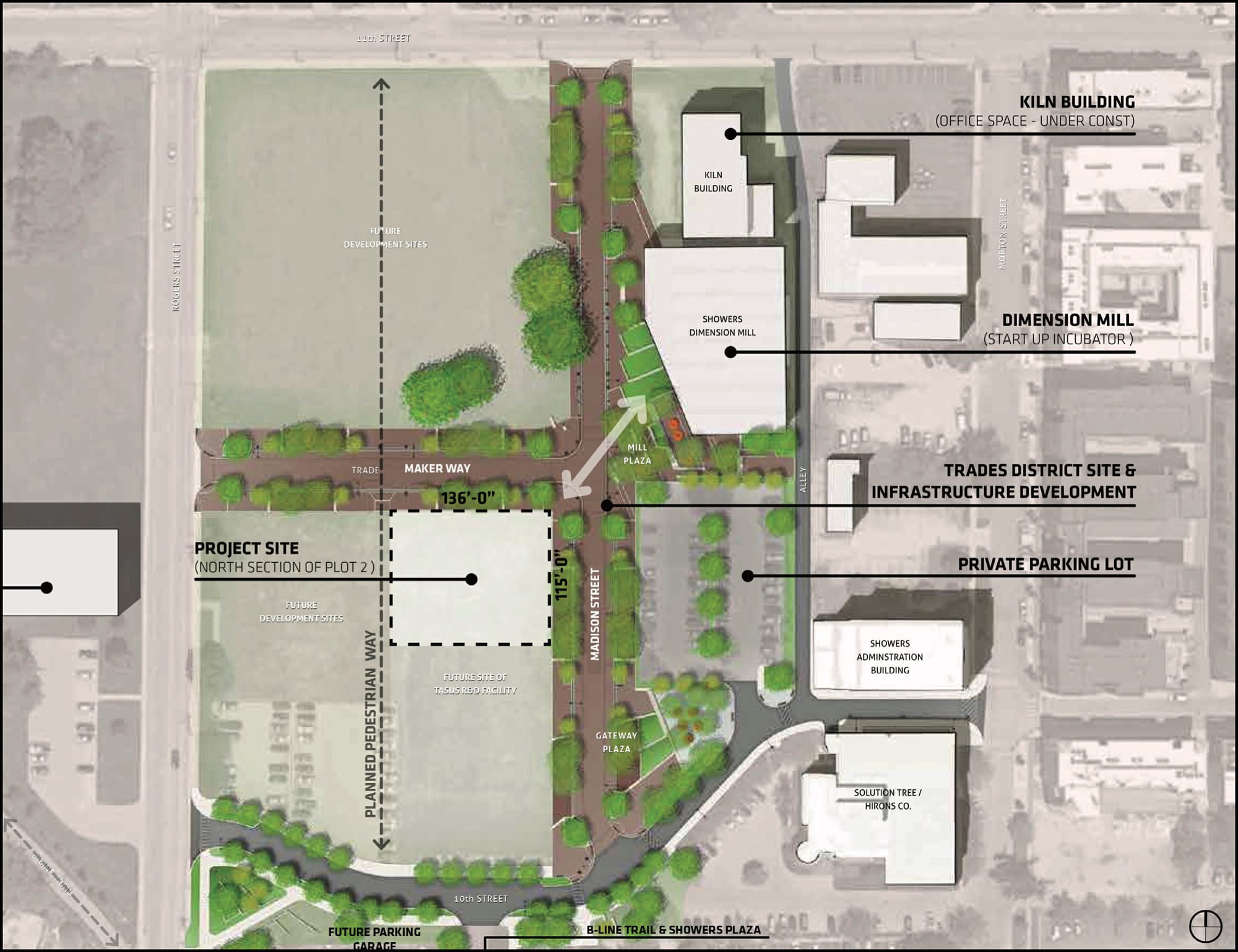 a diagram of the general layout of the general vicinity of the planned technology center