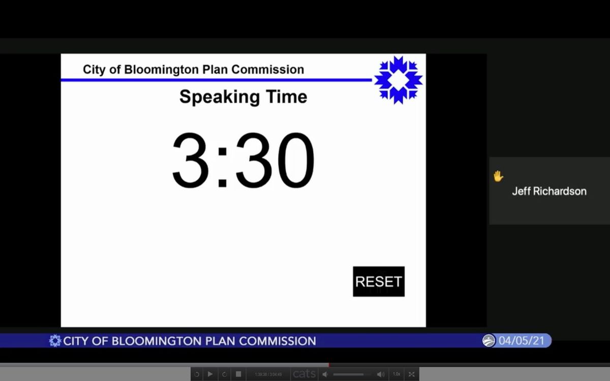 Bloomington city council adopts resolution on electronic meetings policy, frustrated by lack of timing device for speakers