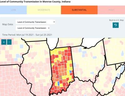 CDC: Wear a mask indoors in Monroe County, Indiana even if fully vaccinated