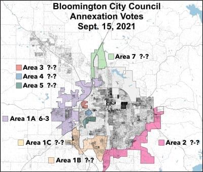 1 down, 7 to go: Bloomington city council OKs westside area for annexation, recesses meeting until Sept. 22 for remaining votes