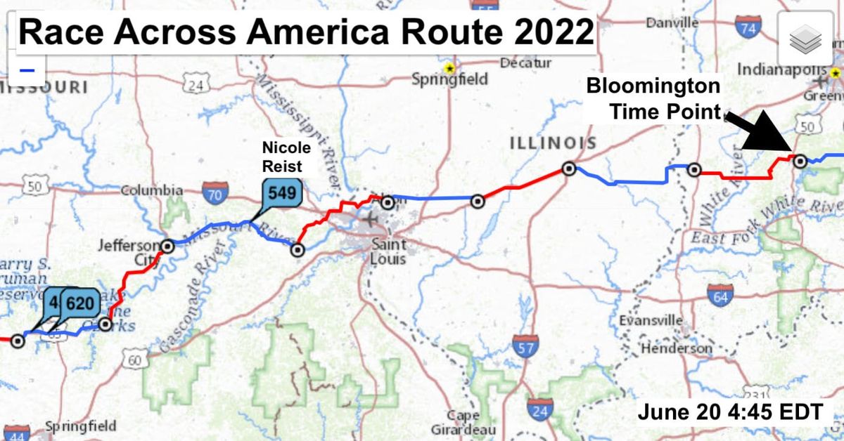 Tuesday evening: Leader in cross-country bicycle race to cruise through Bloomington