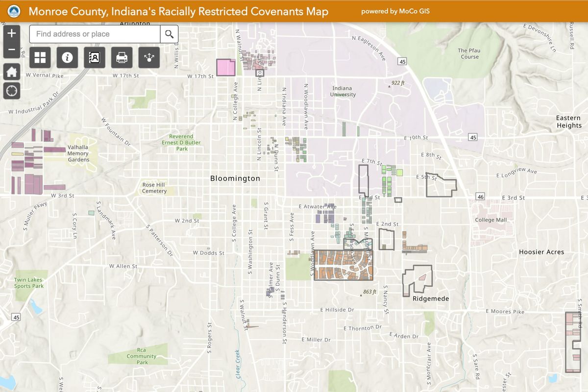 Map of racially restrictive covenants  released by Monroe County recorder