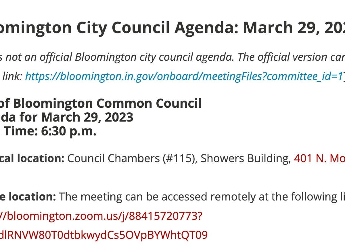 Bloomington City Council Agenda March 29, 2023