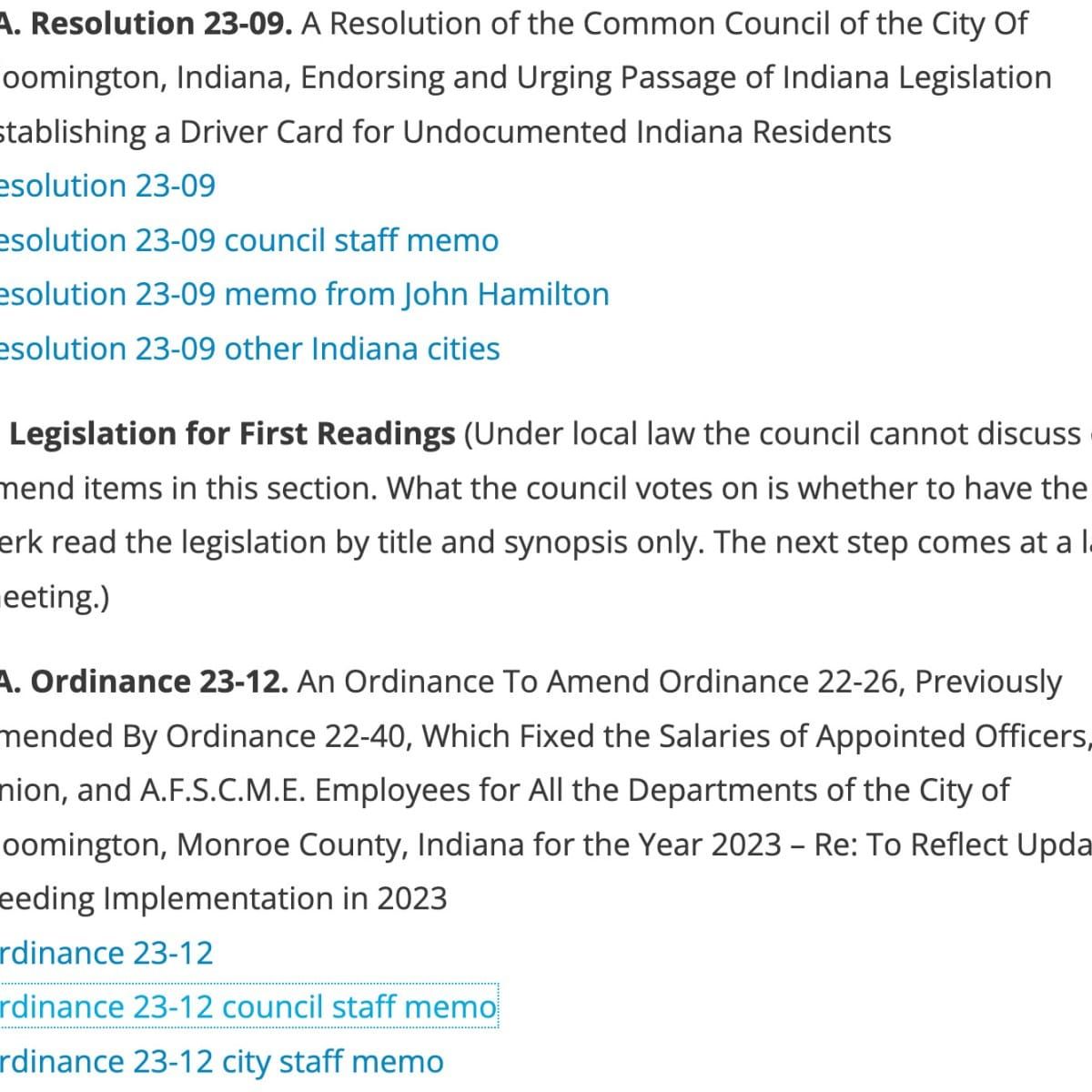 Bloomington City Council Agenda June 7, 2023