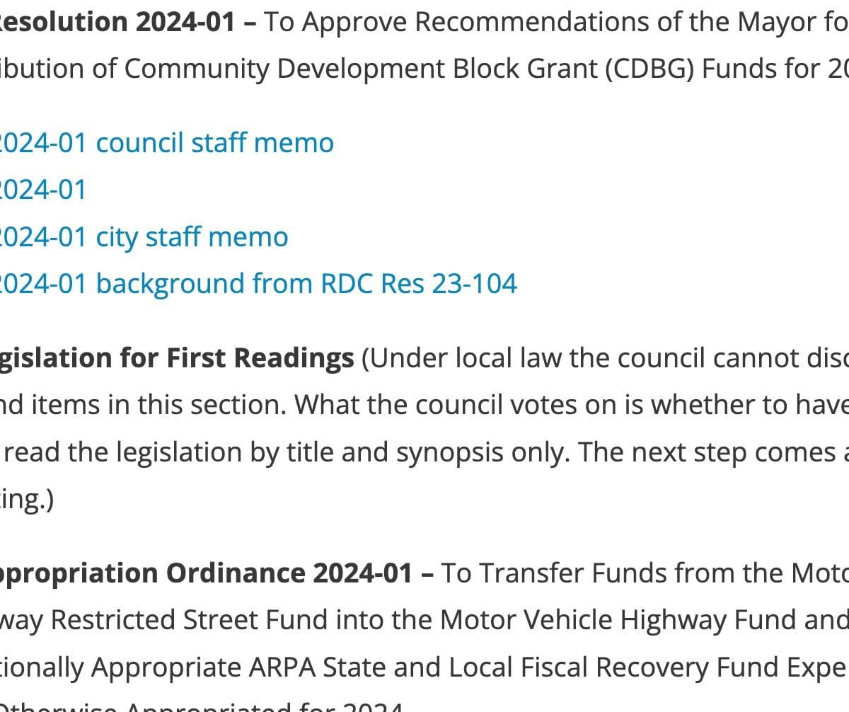 Bloomington City Council Agenda Jan. 17, 2024