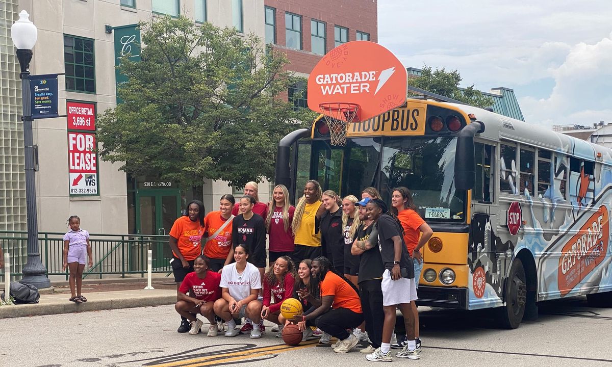 Locals shoot hoops with IU women’s basketball players at Hoopbus event on Kirkwood
