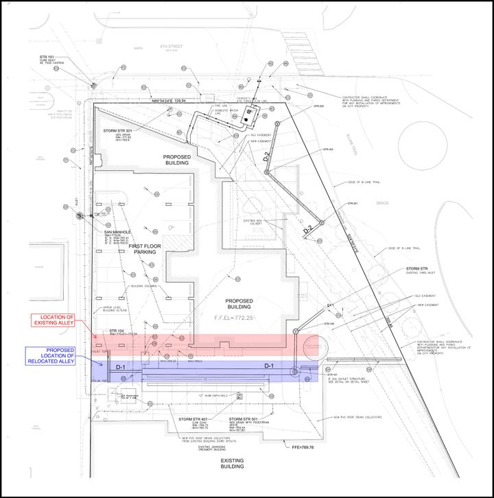 Johnson’s Creamery developer pitches swap of alley location, city council puts off decision