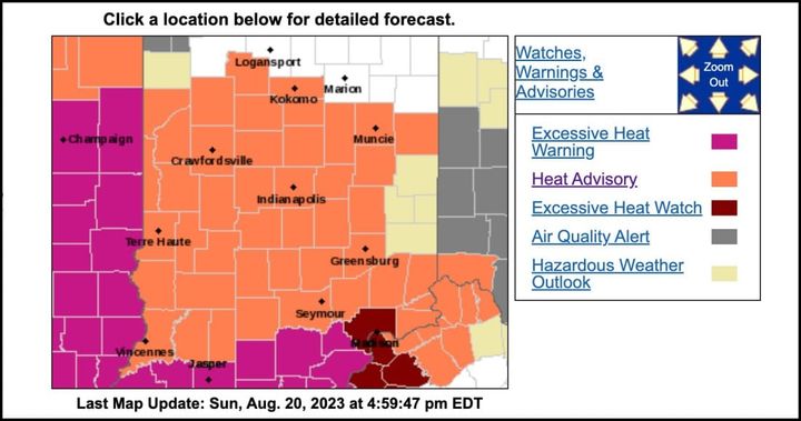 Aug. 20–25: Heat advisory for Monroe County  prompts activation of area cooling stations