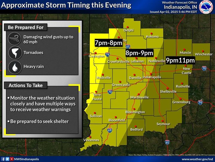 Tornado Watch for Monroe, other Hoosier counties issued for Wednesday, April 2, 2025 through 10 p.m.